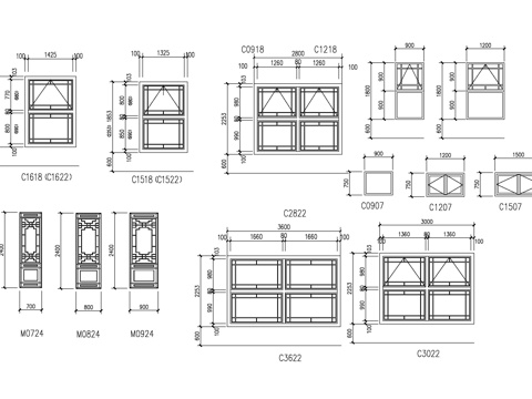  古建筑窗cad施工圖 