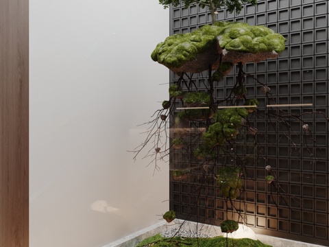 新中式植物堆 植物造景 植物堆 懸吊植物 室內(nèi)造景3d模型 
