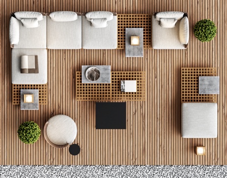  MINOTTI 戶外沙發(fā)茶幾組合 戶外沙發(fā) 戶外單人沙發(fā) 盆3d模型 