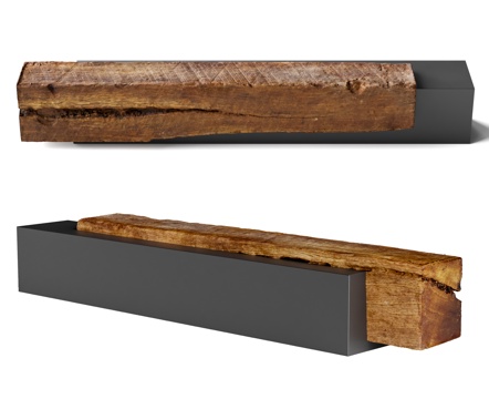 侘寂旧木长凳 公共长凳su模型