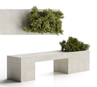  景观长凳 公园长凳 户外石头长凳 公共长凳3d模型 