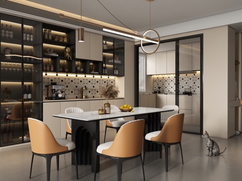  現(xiàn)代餐廳 餐桌椅3d模型 
