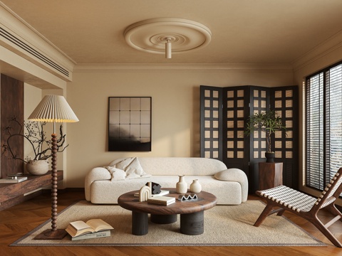 客厅 沙发 茶几 摆件3d模型