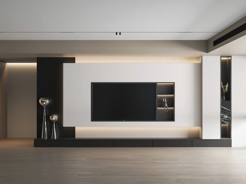  現(xiàn)代電視背景墻 現(xiàn)代客廳 電視墻3d模型 
