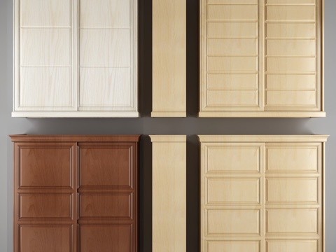  欧式简约移门衣柜3d模型下载 现代木质橱柜室内设计装修参考 