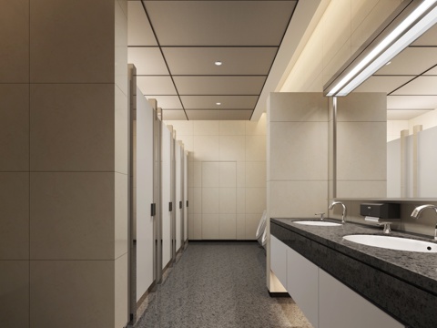  酒店公共衛(wèi)生間3d模型 
