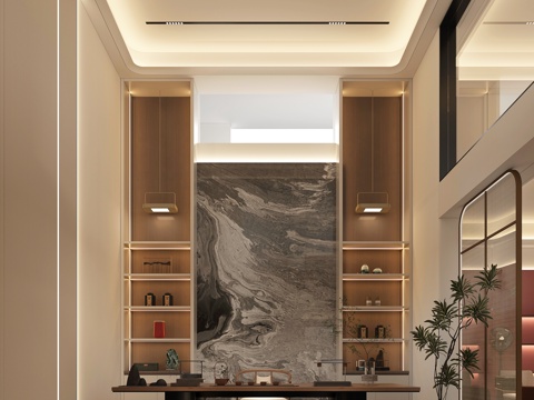  现代别墅地下室休闲区3d模型 