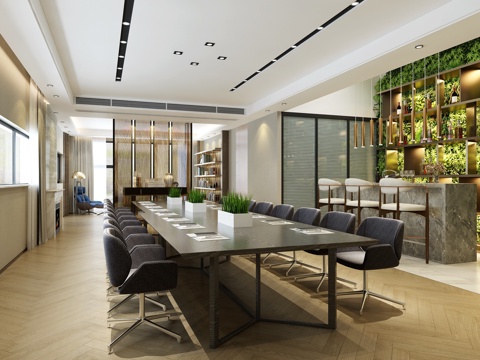  现代会议室绿植3d模型 