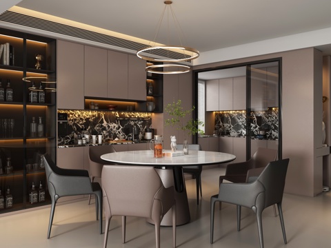  現(xiàn)代餐廳 餐桌椅3d模型 
