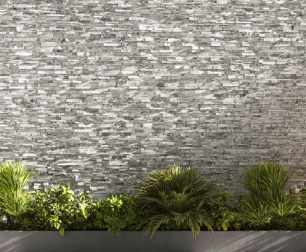 碎石墙面 文化石墙面 景观石墙 外墙 花坛su模型