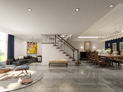  餐桌 楼梯 休息室3d模型 