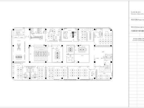 現(xiàn)代整體辦公空間 平面布置圖 家具布置圖cad施工圖 