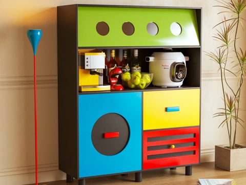 餐边柜 茶水柜 储物柜 孟菲斯 多巴胺3d模型