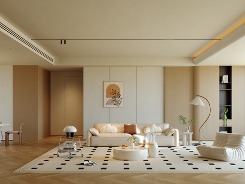  現(xiàn)代原木風(fēng)客餐廳3d模型 