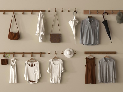  墙壁挂钩 衣帽挂钩su模型 