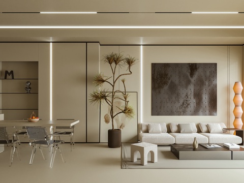  客餐廳 沙發(fā) 茶幾 擺件3d模型 