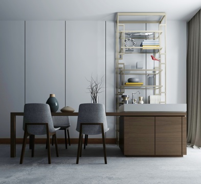  新中式装饰柜组合3d模型下载 现代简约餐厅厨房家具 宁静优雅氛围设计 