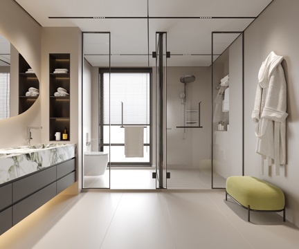 现代卫生间 洗手台 酒店卫生间su模型