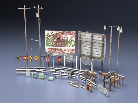  道路设施3d模型 