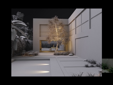  现代别墅花园露台3d模型 