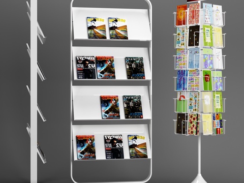  现代简约展示架 书架 商品架3d模型 