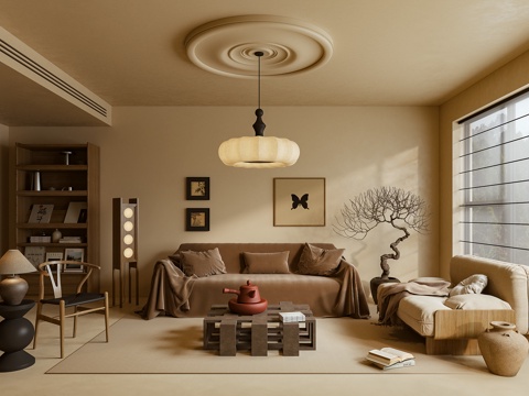 客厅 沙发 茶几 摆件3d模型