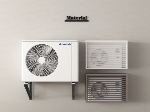  现代空调外机 外机罩 百叶格栅 外机保护罩3d模型 