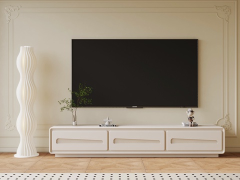  現(xiàn)代奶油風(fēng)電視柜3d模型 