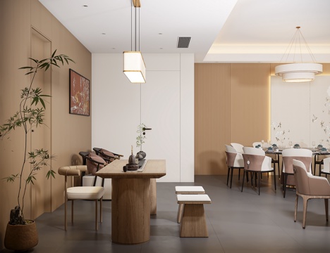  新中式棋牌室包間3d模型 