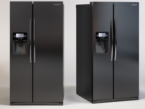  现代家用电器  家用冰箱  双开门冰箱su模型 
