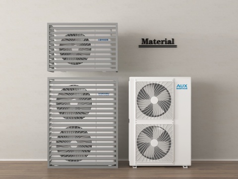  现代空调外机 外机罩 百叶格栅 外机保护罩3d模型 