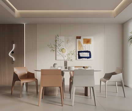  現(xiàn)代餐廳 餐桌椅3d模型 