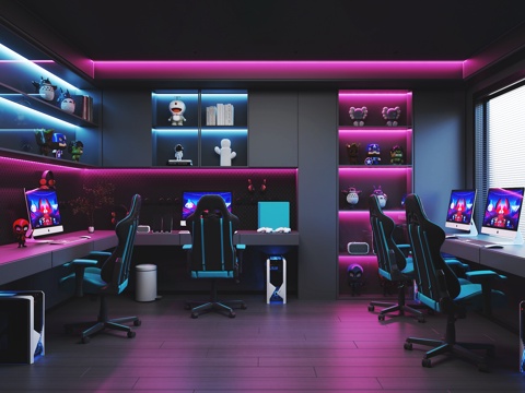  现代电竞房3d模型 