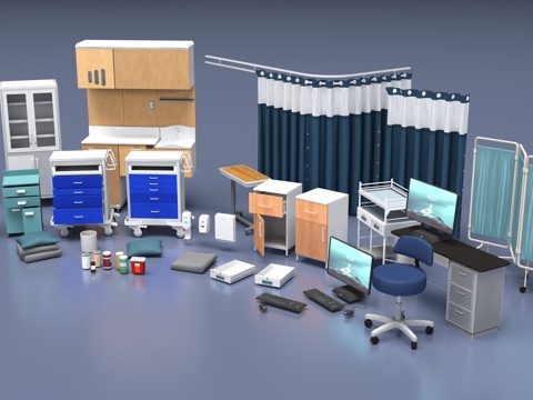  医院家具物品3d模型 