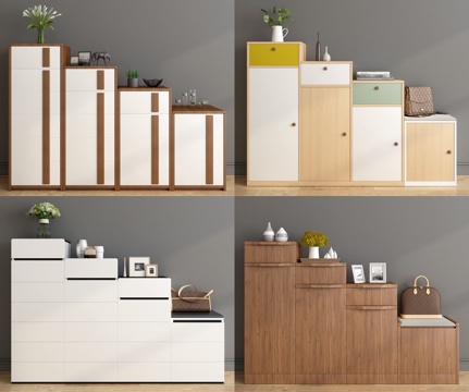  现代简约鞋柜3d模型 