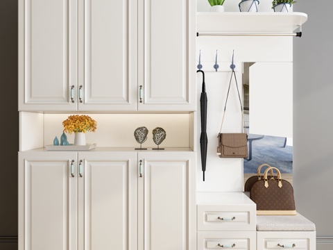  简欧鞋柜3d模型 