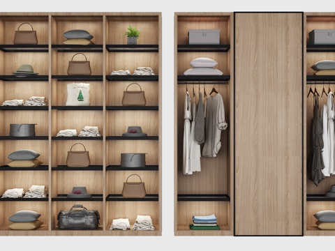  现代北欧衣柜组合3d模型 
