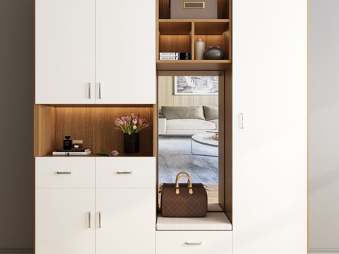  现代简约鞋柜3d模型 