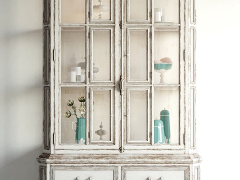  欧式古典复古陈列柜 摆件组合3d模型 