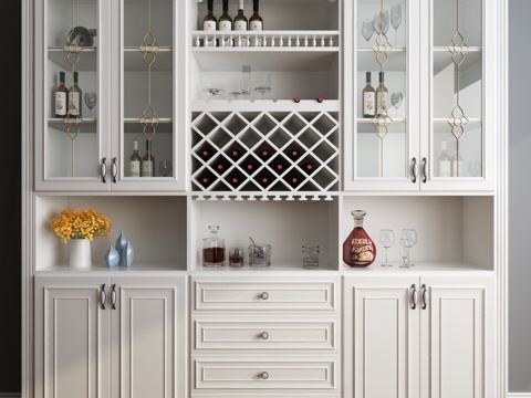  欧式简约酒柜组合3d模型 