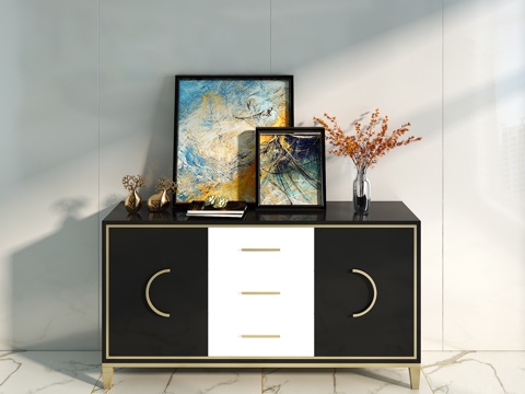  后现代边柜 摆件组合3d模型 