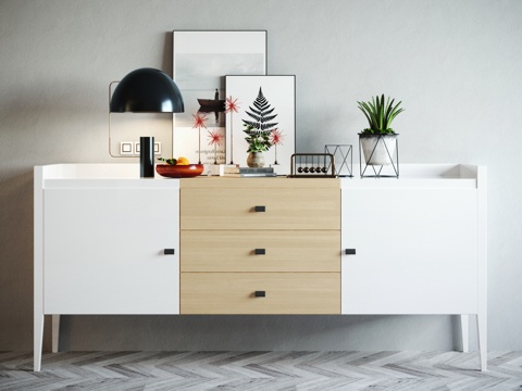  现代简约装饰柜摆件组合3d模型 