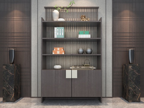  新中式书柜组合3d模型 