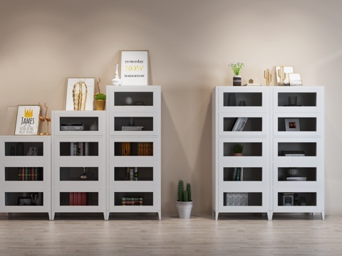  北欧书柜组合3d模型 