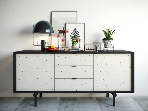  北欧装饰柜 摆件组合3d模型 