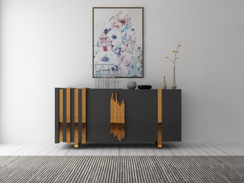  现代装饰柜摆件3d模型 