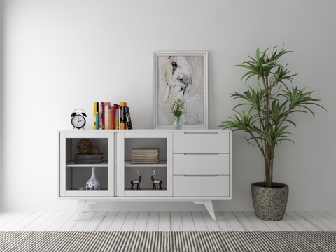  现代装饰柜摆件组合3d模型 