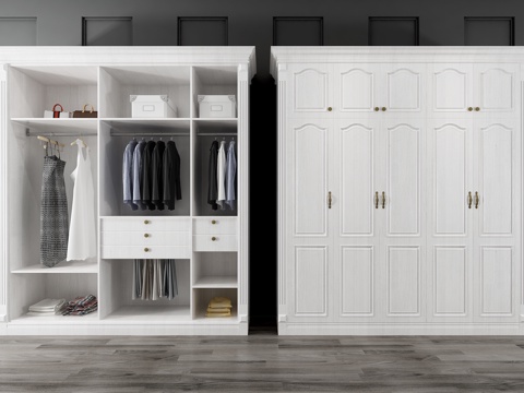  欧式简约衣柜组合3d模型 