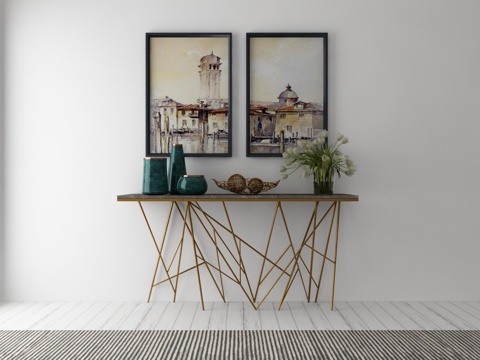  现代装饰柜摆件3d模型 