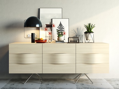  现代简约装饰柜摆件组合3d模型 